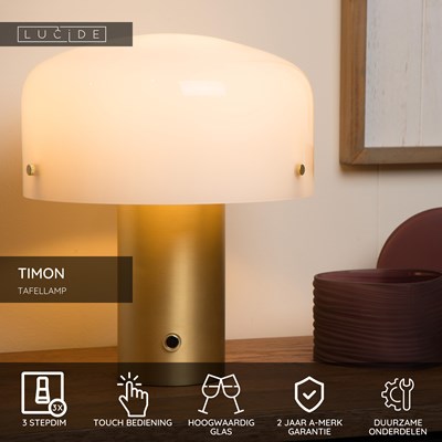 Lucide TIMON - Tafellamp - 1xE27 - Mat Goud / Messing